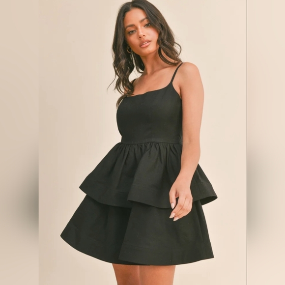 Klesis Dresses & Skirts - Black Mini Peplum Cocktail Dress